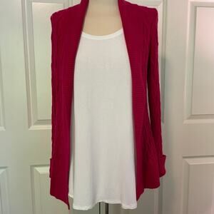 Loft Cable Knit Long Sleeve Cardigan, size Small